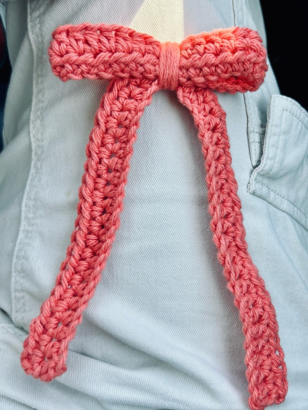 Coral Crochet Bow Hair Clip - Women's Hair Accessory